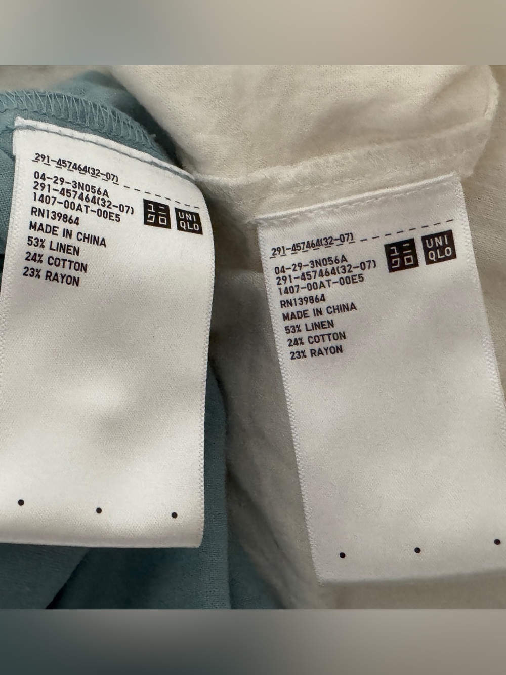 Two Uniqlo Sleeveless Midi Dresses, White and Blue, Cotton Linen - Picture 5 of 5